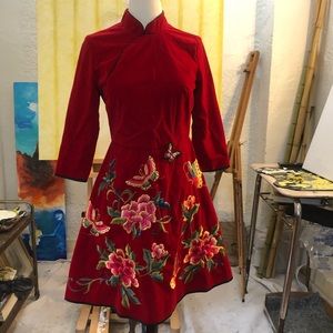 Red Velvet Christmas Dress Size Small Asian